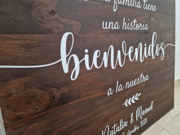 Cartel bienvenidos madera maciza - Imagen 4